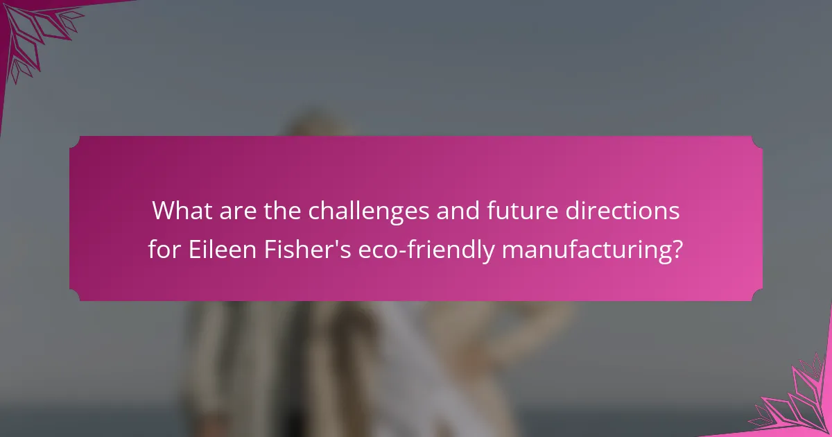 What are the challenges and future directions for Eileen Fisher's eco-friendly manufacturing?