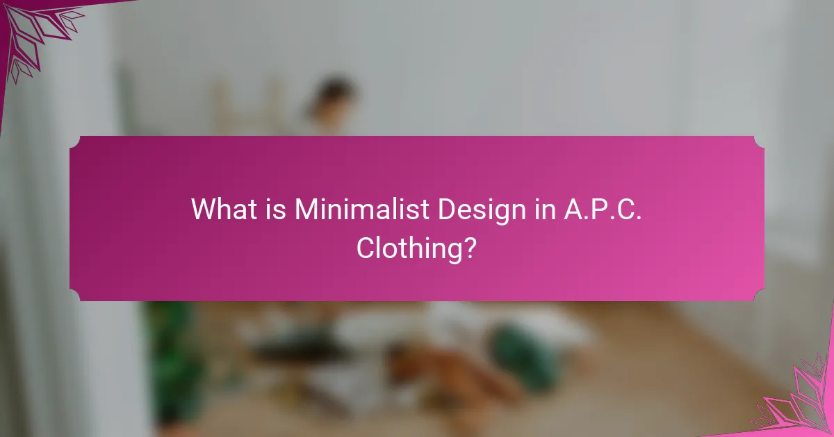 What is Minimalist Design in A.P.C. Clothing?